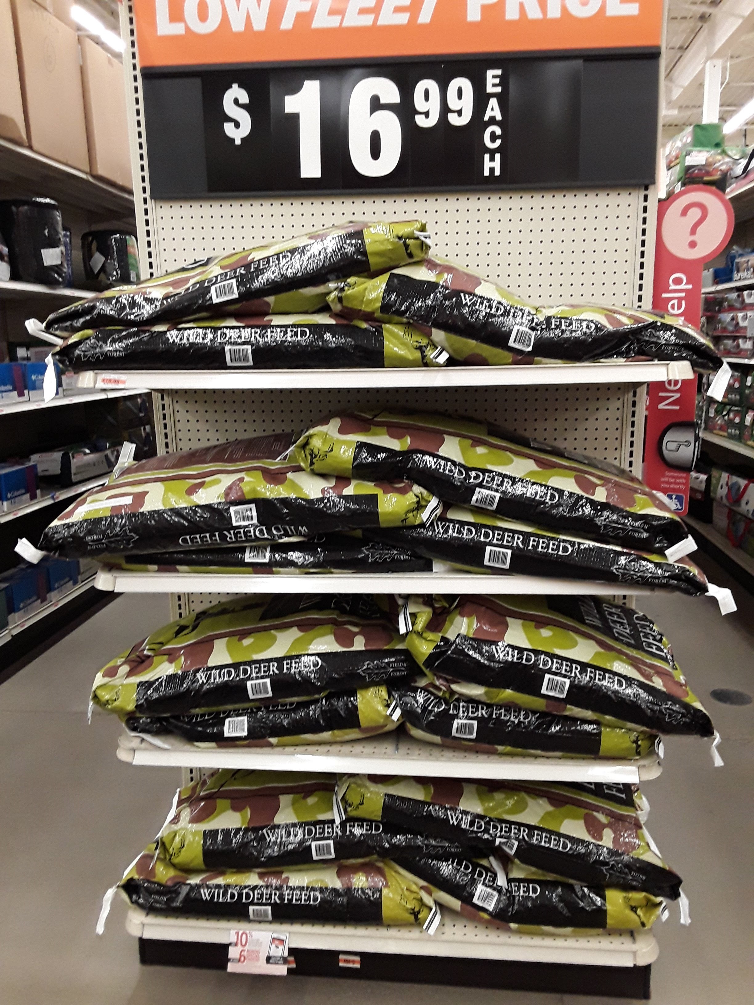 The same endcap a few weeks later (2018-October-22).  A few bags of Corn are missing